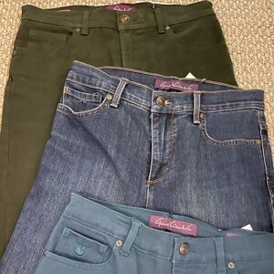 6 Petite Gloria V Amanda Jeans! Three Pairs- Reg Blue Wash, Teal, Lt Army Green